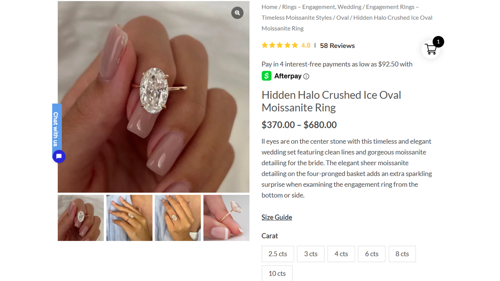 LaneWoods Jewelry Hidden Halo Crushed Ice Oval Moissanite Ring