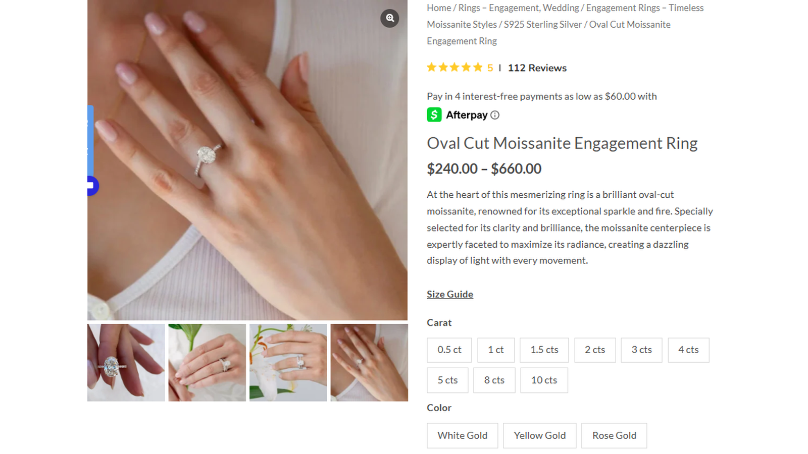 LaneWoods Jewelry Oval Cut Moissanite Engagement Ring