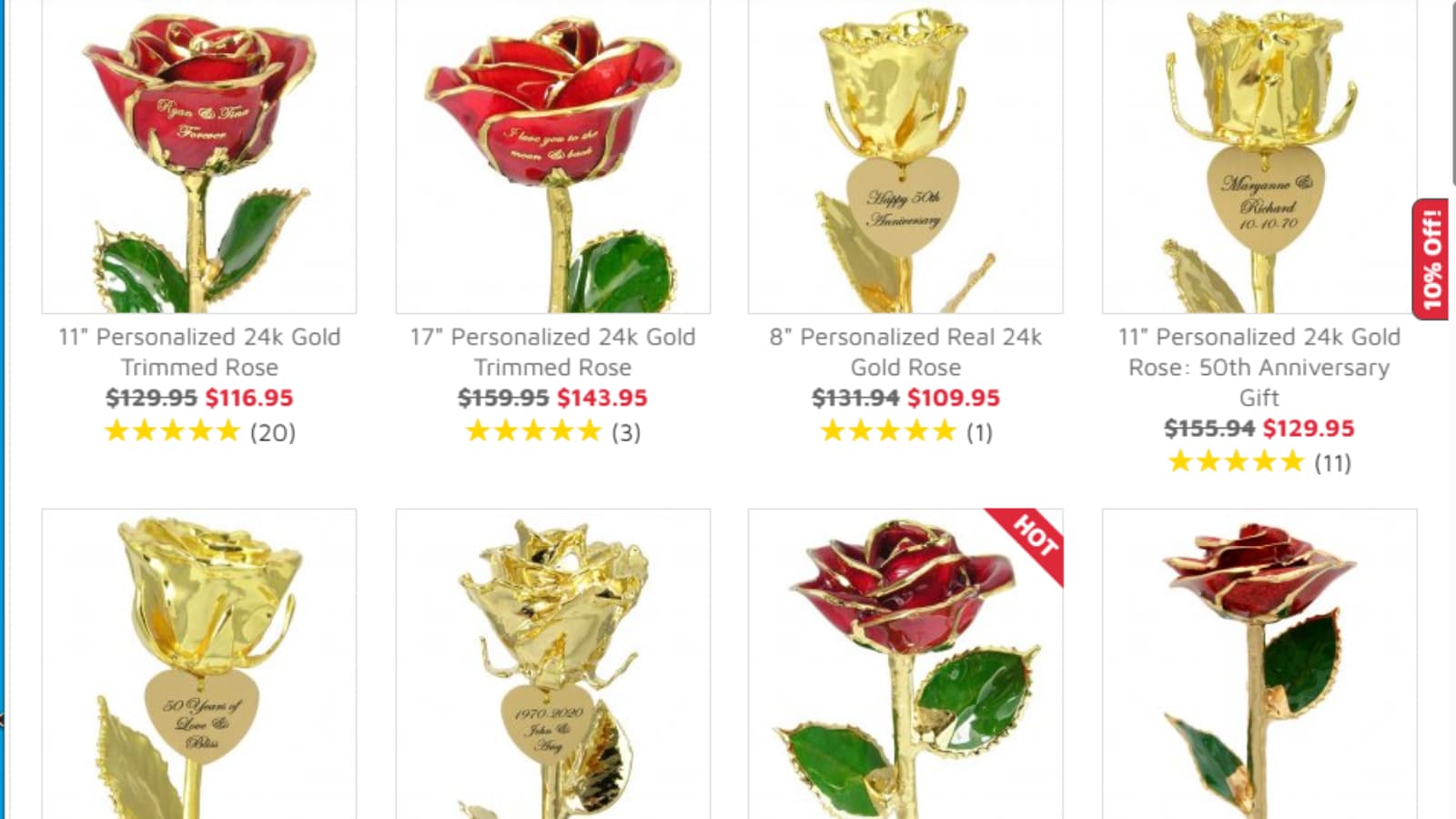 LoveIsARose 24k Gold Roses Save up to $60 deal