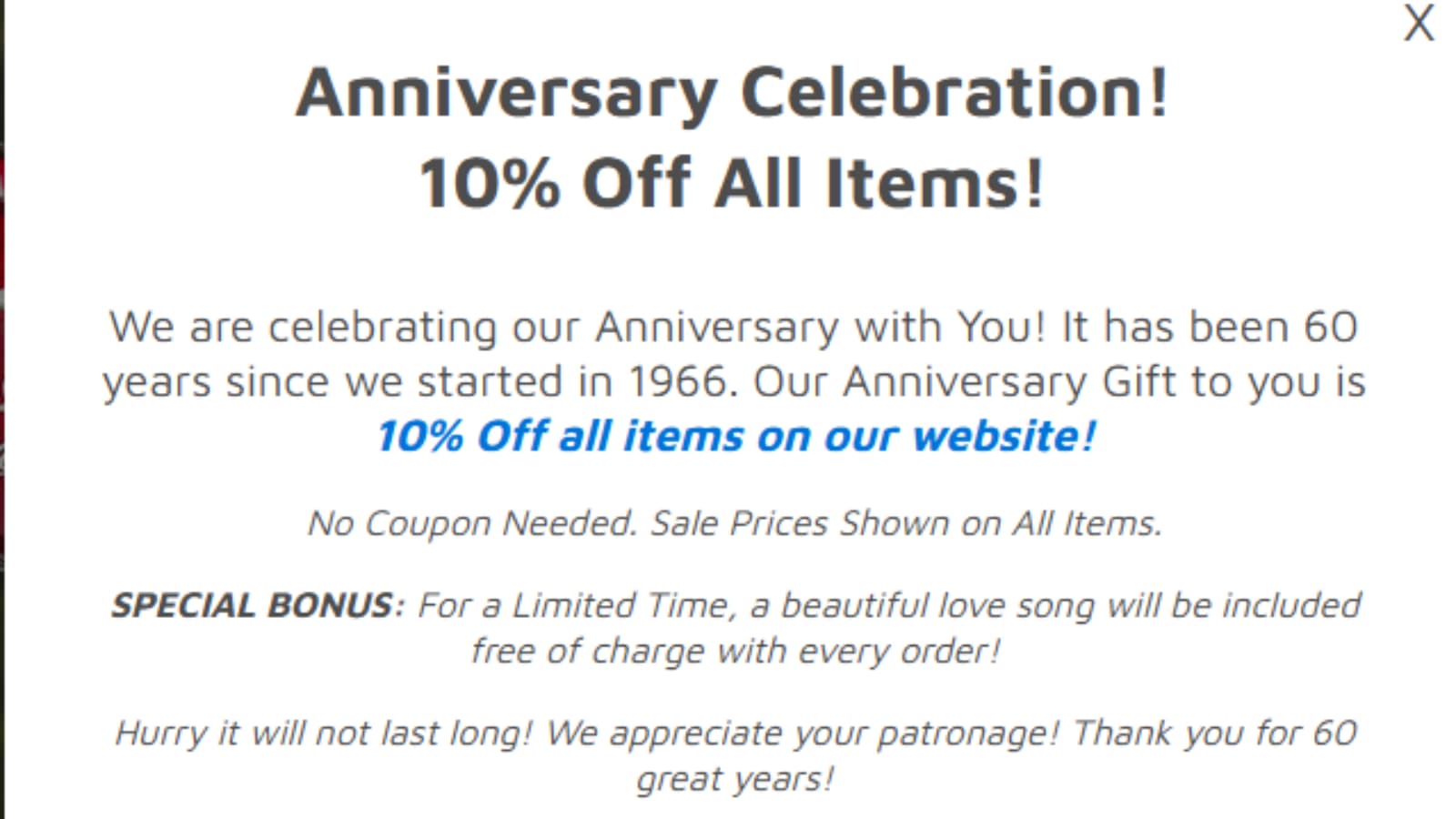 LoveIsARose Anniversary Celebration 10% Off All Items deal
