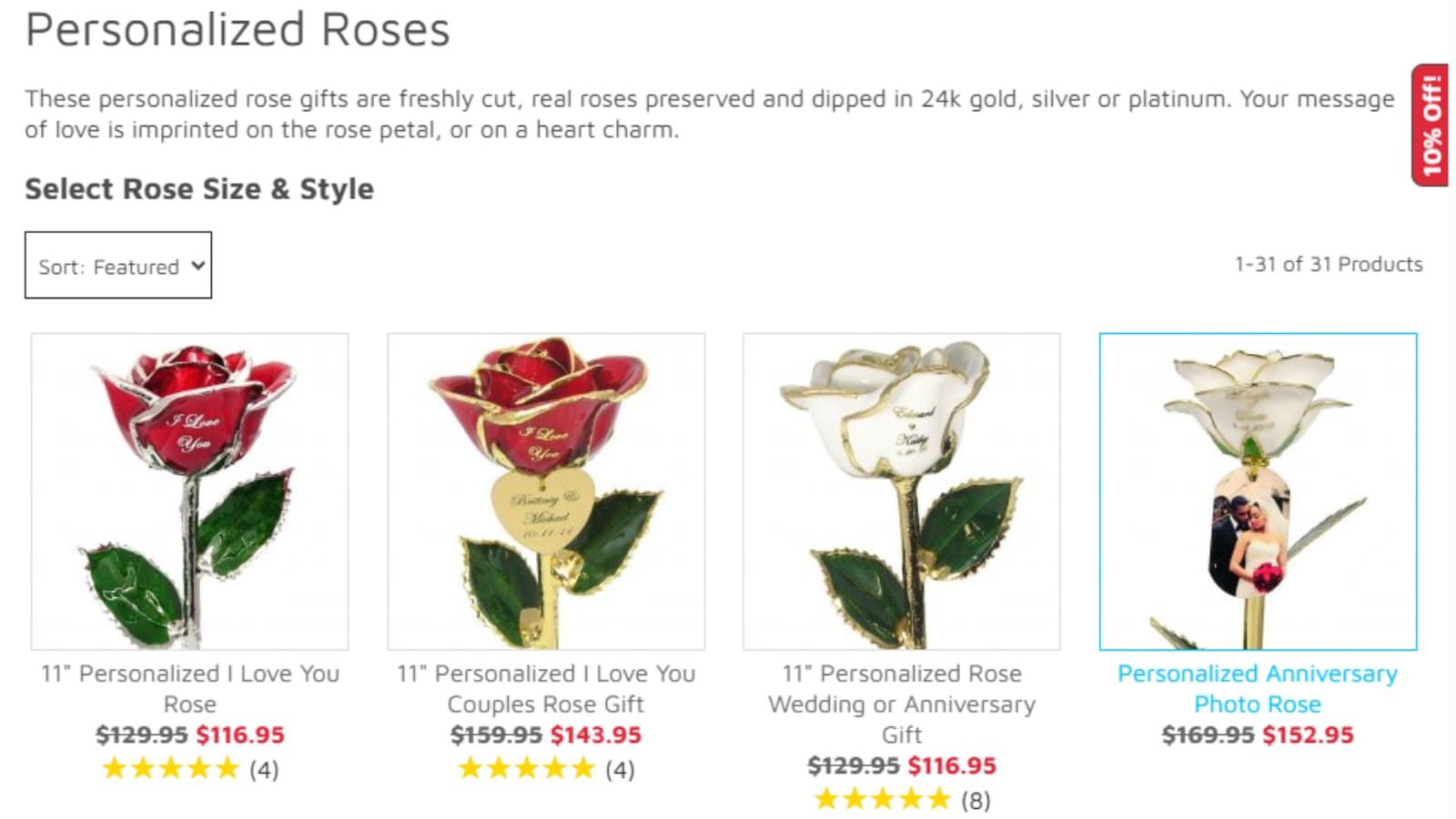 LoveIsARose Personalized Roses Save up to $30 deal