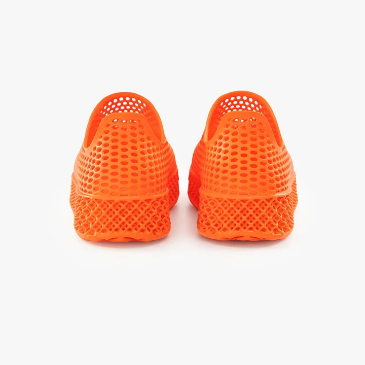 Rear view of orange Nexbie Guardian Orbit 3D Printed Kids Shoes
