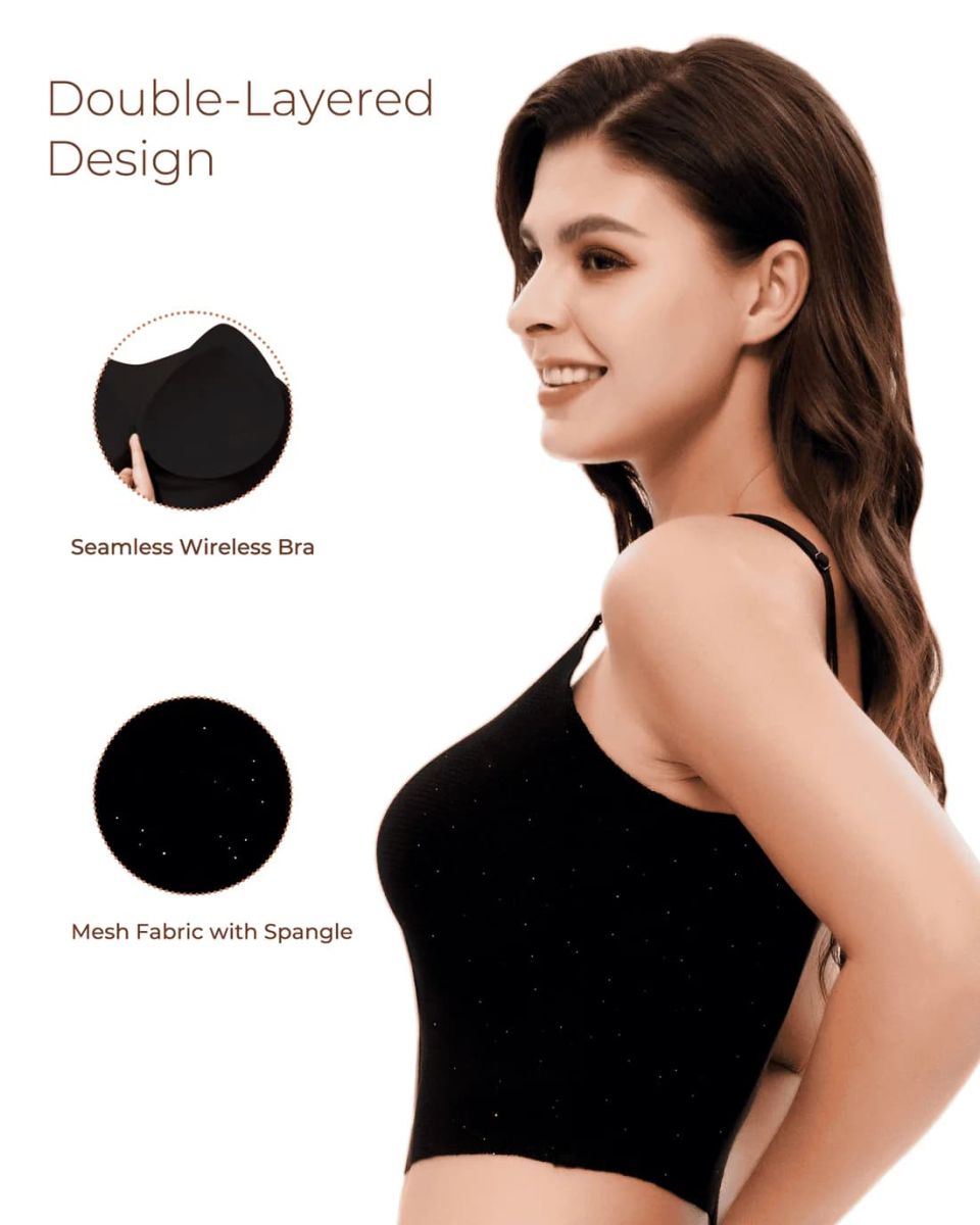Niidor Black Shimmer Tank Top deal showing 38% off from $39.00 to $24.00