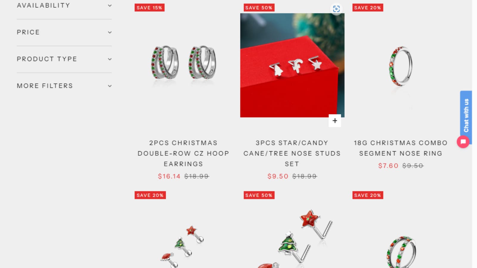 Oufer Body Jewelry Christmas Nose Studs Clearance up to 50% off thumbnail