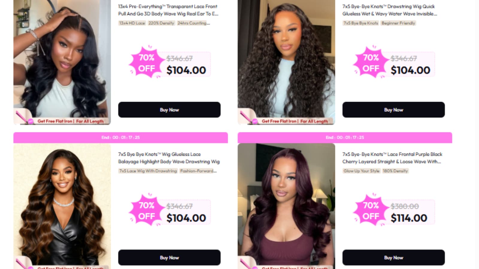Unice Buy 1 Get 1 Free For All Orders Unice Buy 1 Get 1 Free For All Orders selected wigs 70% off screenshot