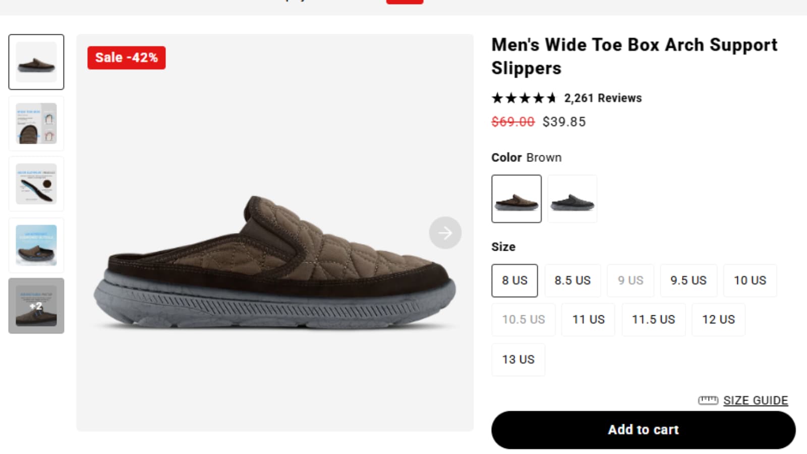 WalkHero Men's Wide Toe Box Arch Support Slippers 42% off coupon deal thumbnail