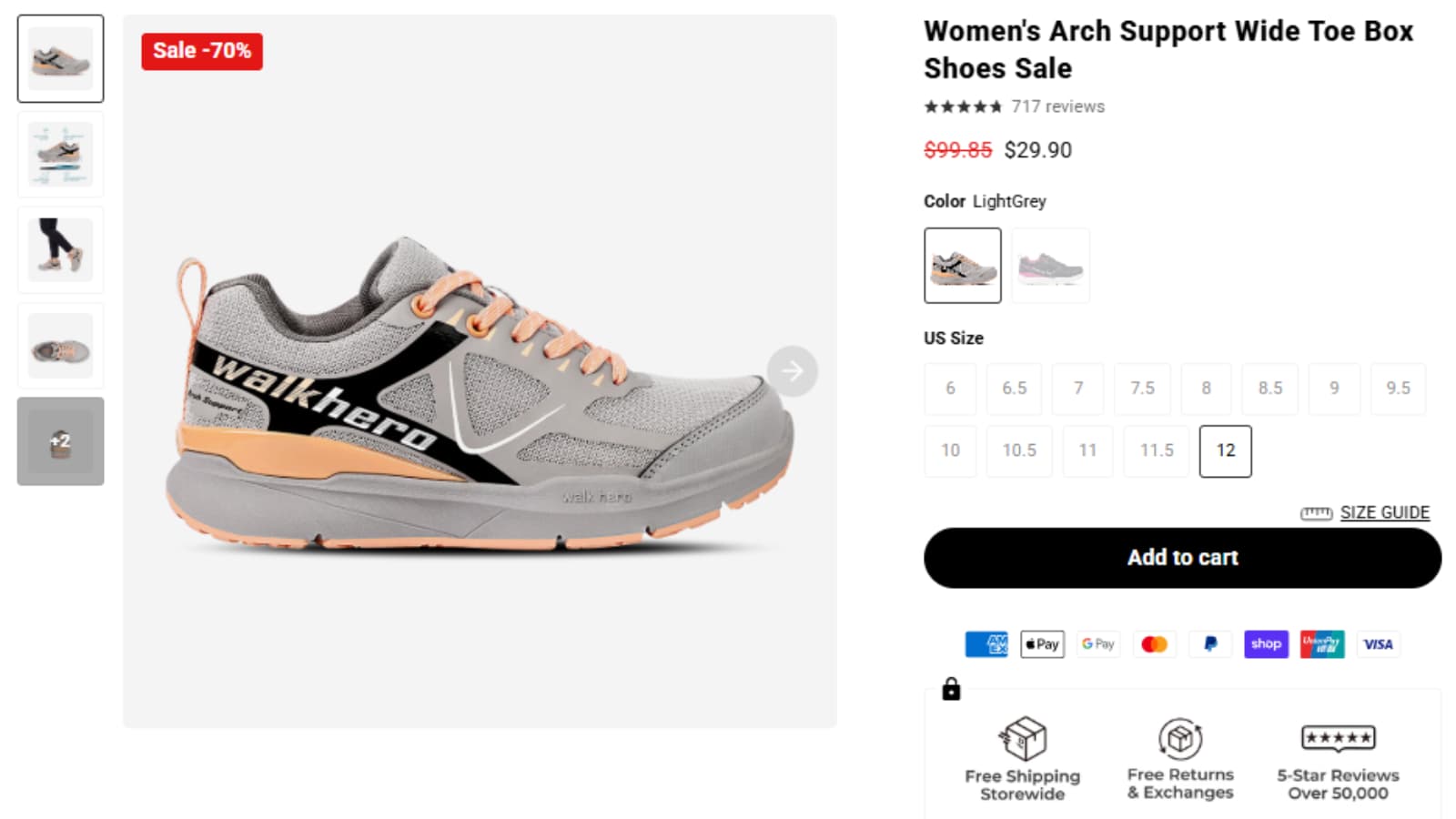 WalkHero Women's Arch Support Wide Toe Box Shoes Sale 70% off deal thumbnail