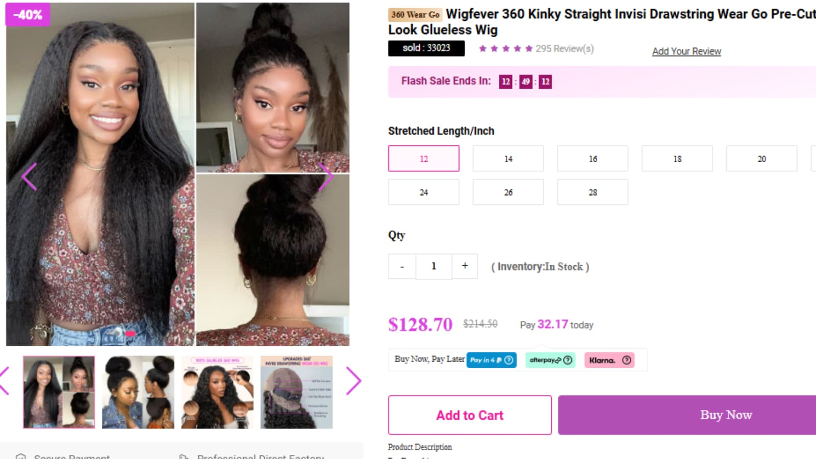 WigFever 360 Kinky Straight Invisi Drawstring Wig Save $85.80 deal proof