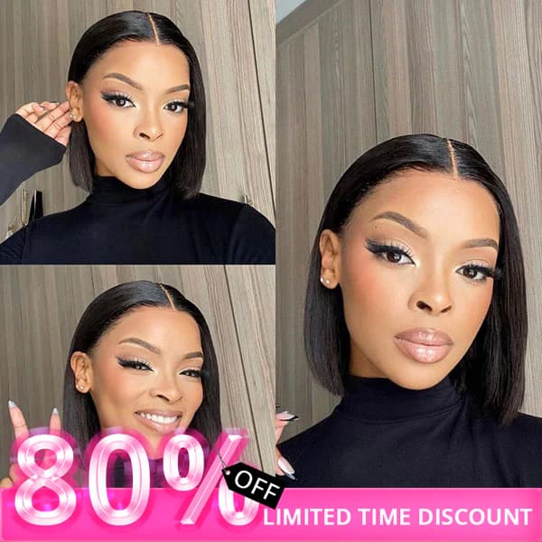 ZlikeHair Glueless Invisible Lace Straight Short Bob Wig flash sale thumbnail showing Save $344
