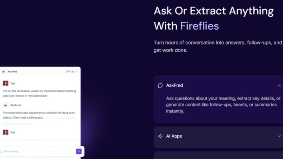 Fireflies AskFred AI assistant natural language meeting transcript search