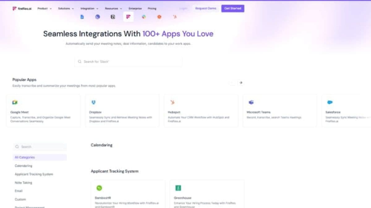 Fireflies integrations CRM Slack project management meeting notes workflow