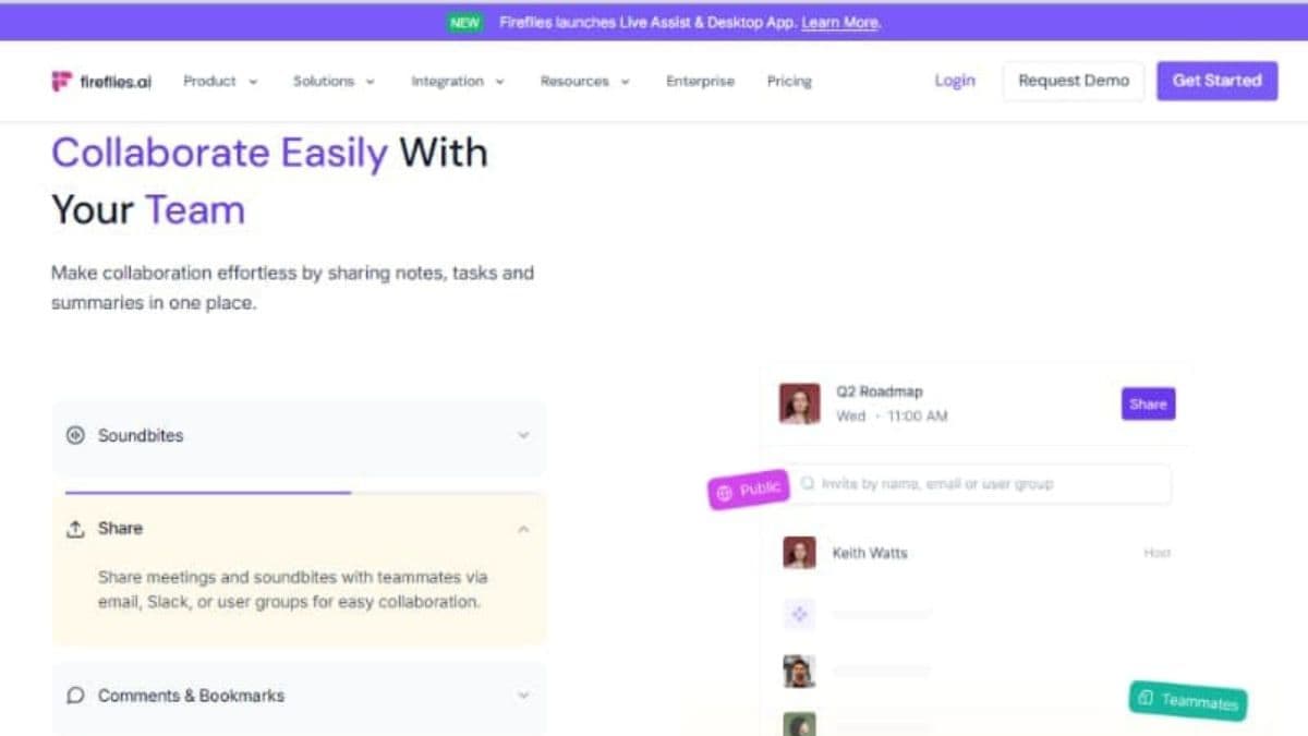 Fireflies searchable meeting history team collaboration and action items