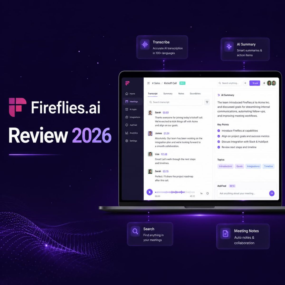 Fireflies Review 2026 AI meeting notes transcription summaries pricing and best plan