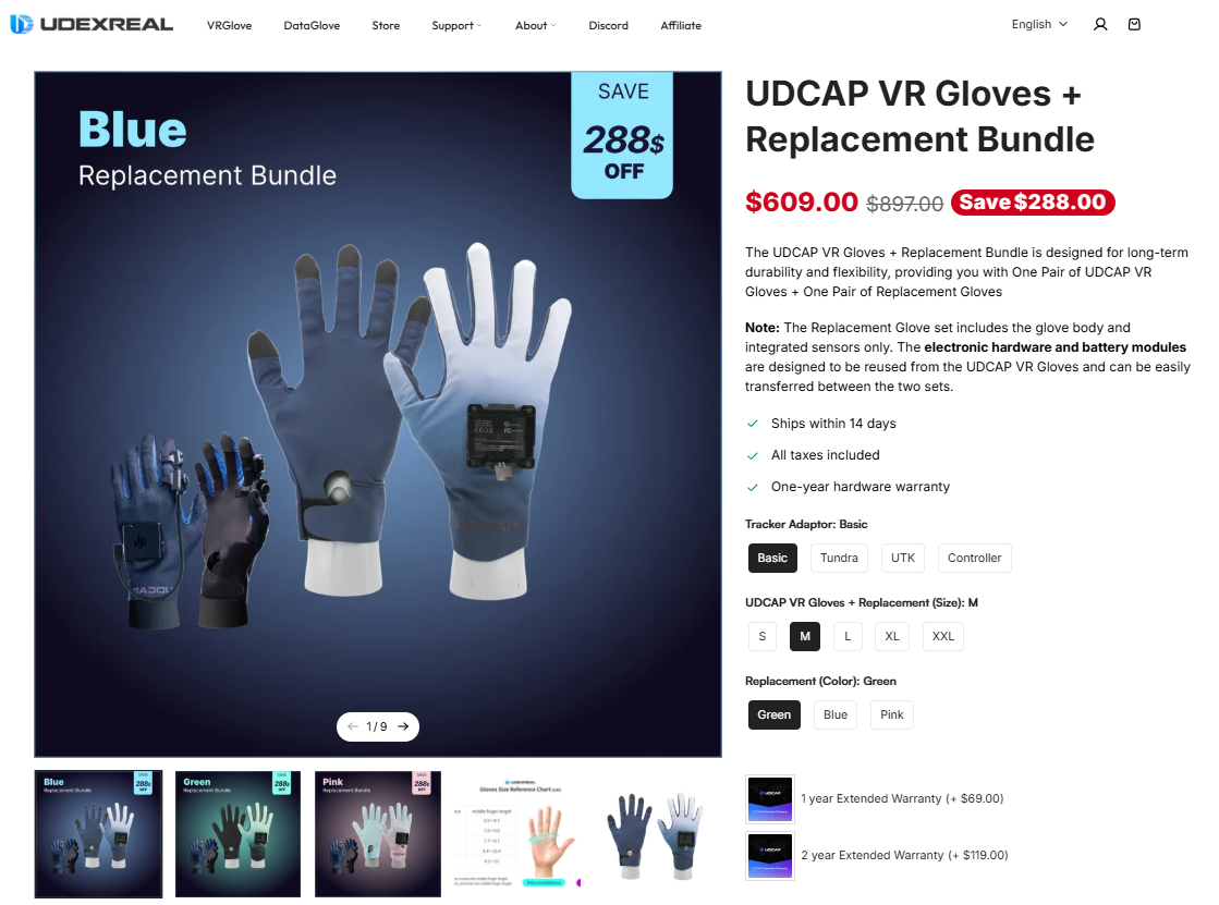 UDCAP VR gaming gloves and Replacement Bundle sale