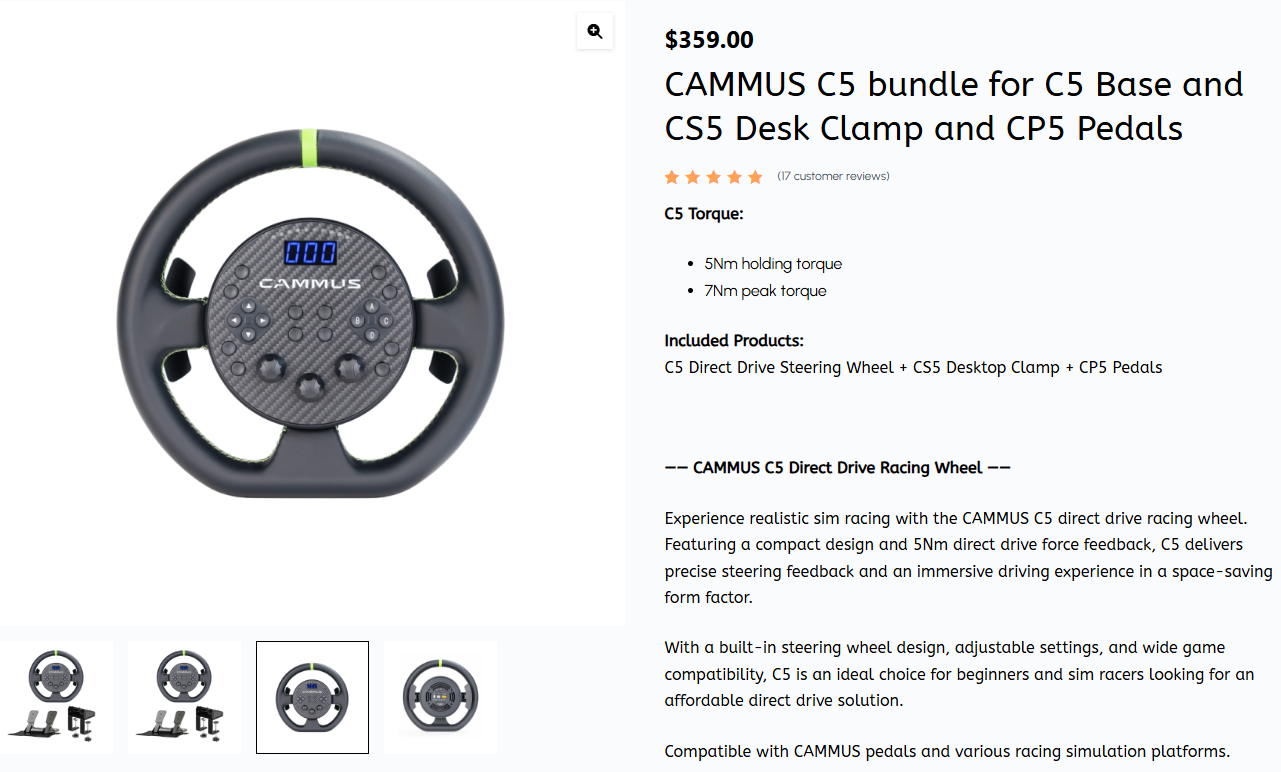 CAMMUS C5 bundle for C5 Base and CS5 Desk Clamp and CP5 Pedals