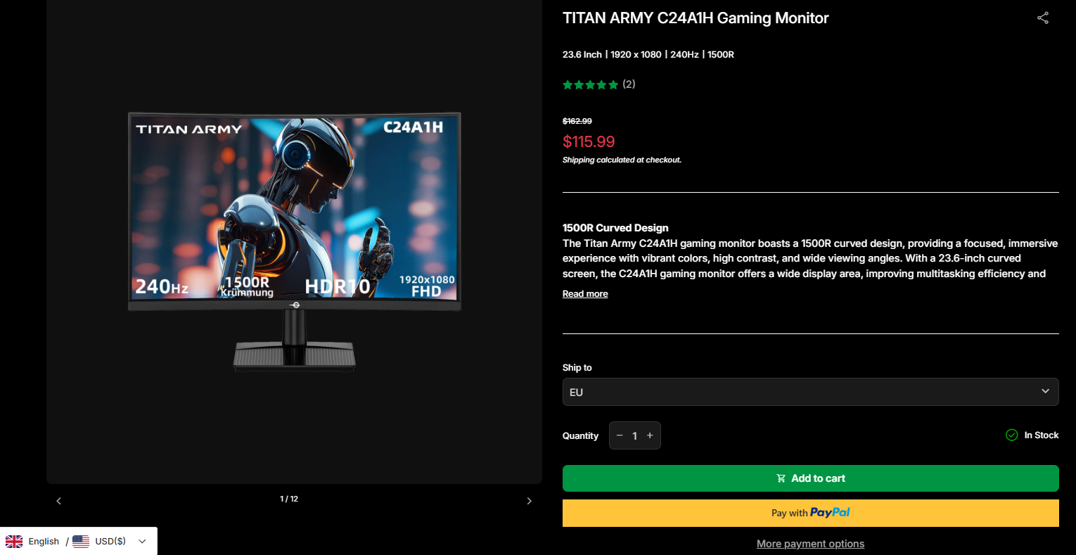 TITAN ARMY C24A1H Gaming Monitor