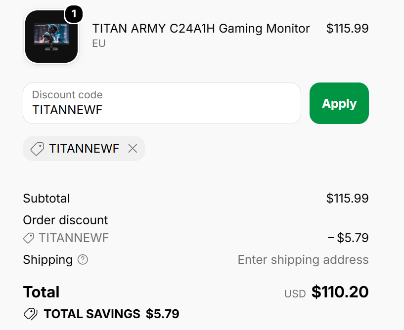 code TITANNEWF 5% off_TITAN ARMY C24A1H Gaming Monitor
