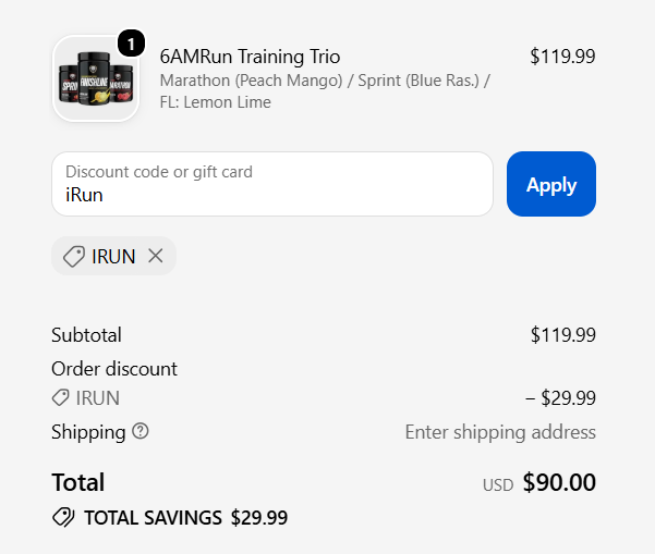 code iRun 25% Off