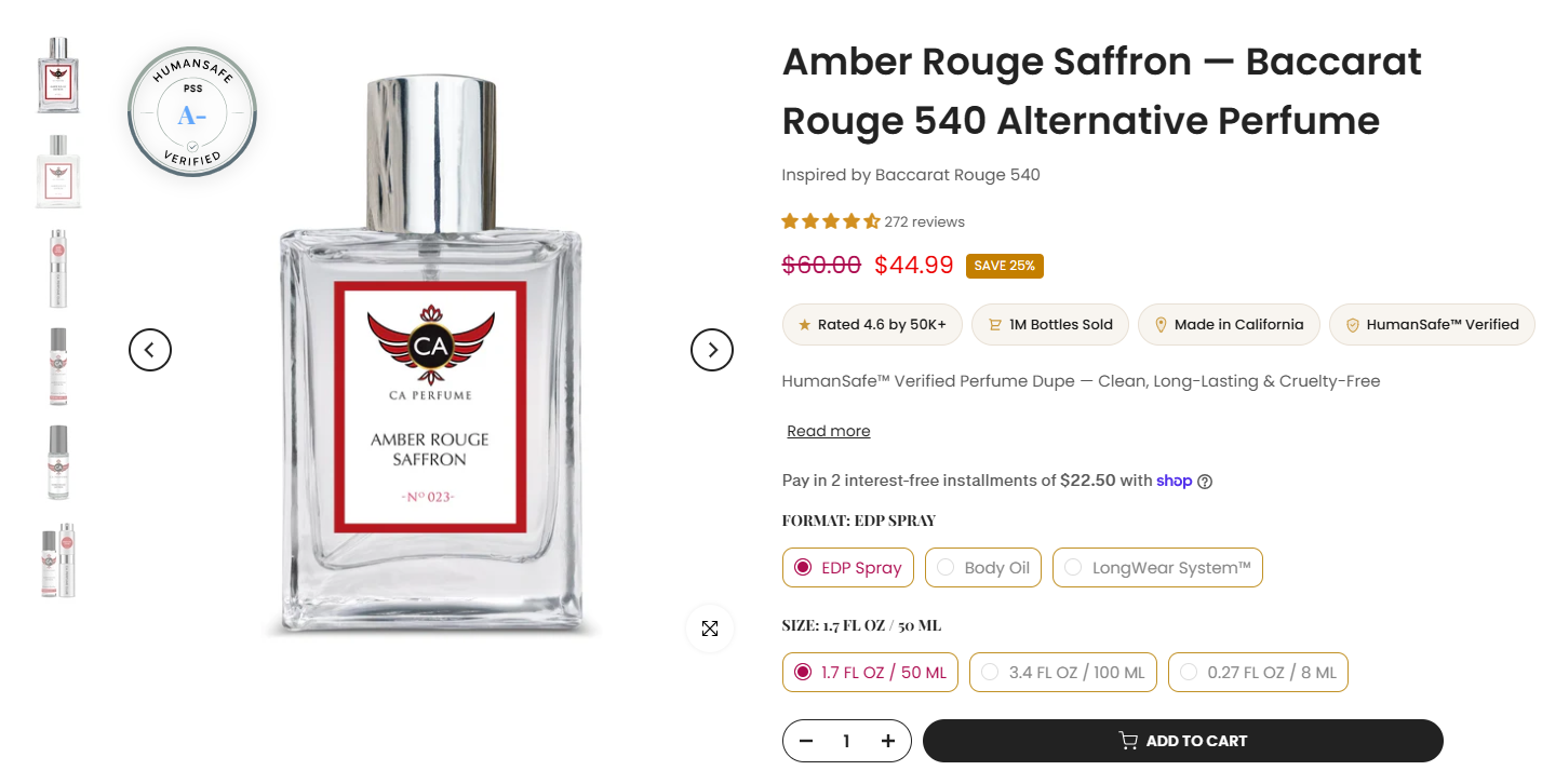Amber Rouge Saffron — Baccarat Rouge 540 Alternative Perfume
