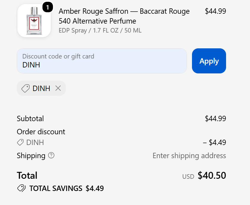 code DINH 10% Off Amber Rouge Saffron — Baccarat Rouge 540 Alternative Perfume
