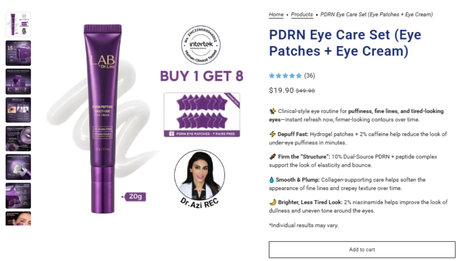 DR.LEO PDRN Eye Care Set sale price $19.90, originally $49.90