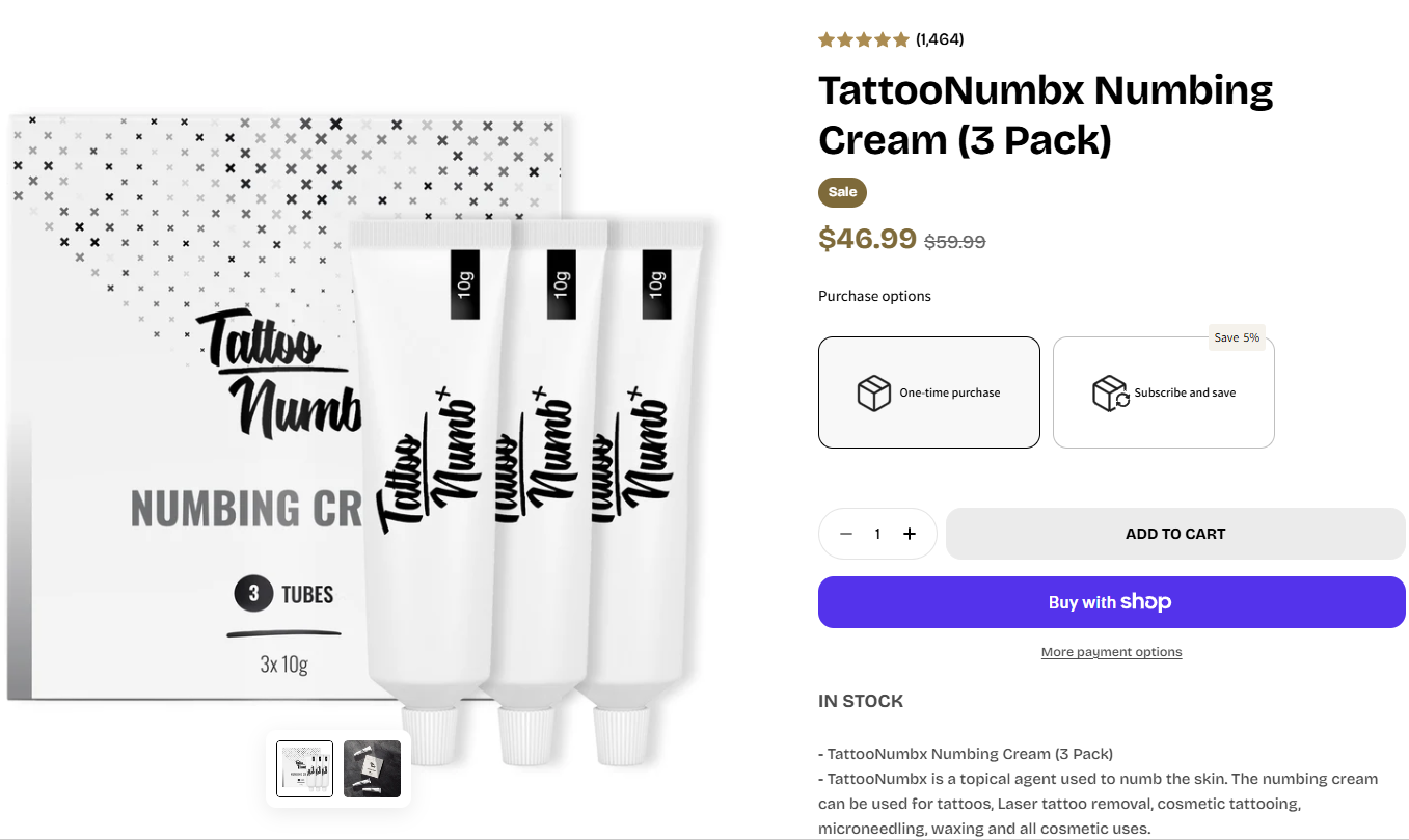 TattooNumbx Numbing Cream (3 Pack)