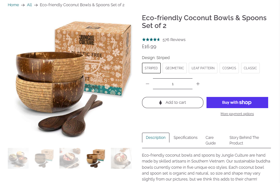 Coconut Bowls & Spoons Set of 2 product proof