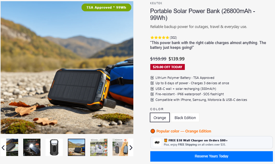 Portable Solar Power Bank sale price proof