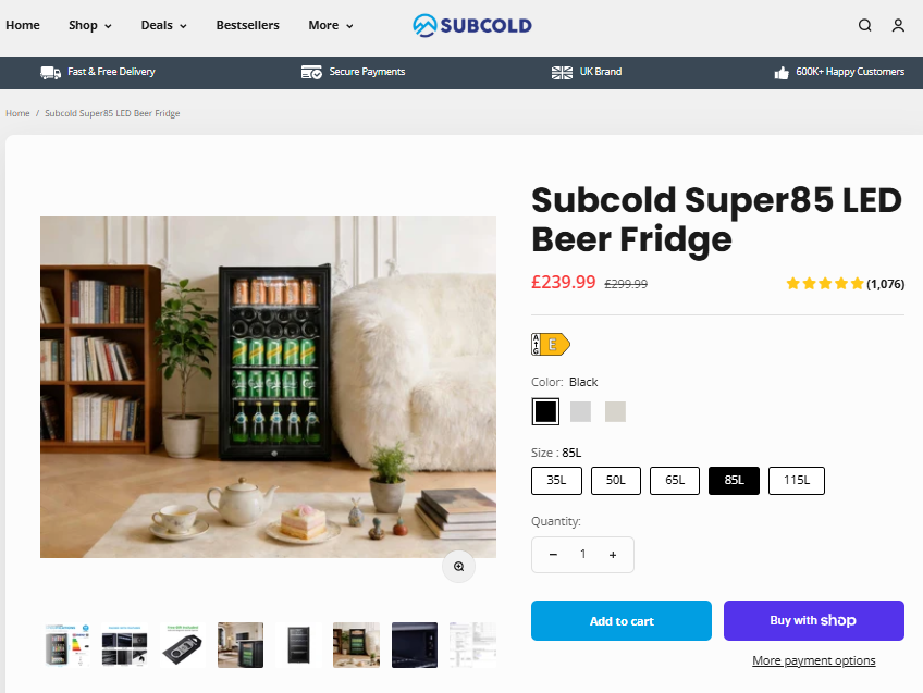 Subcold Super85 LED Beer Fridge