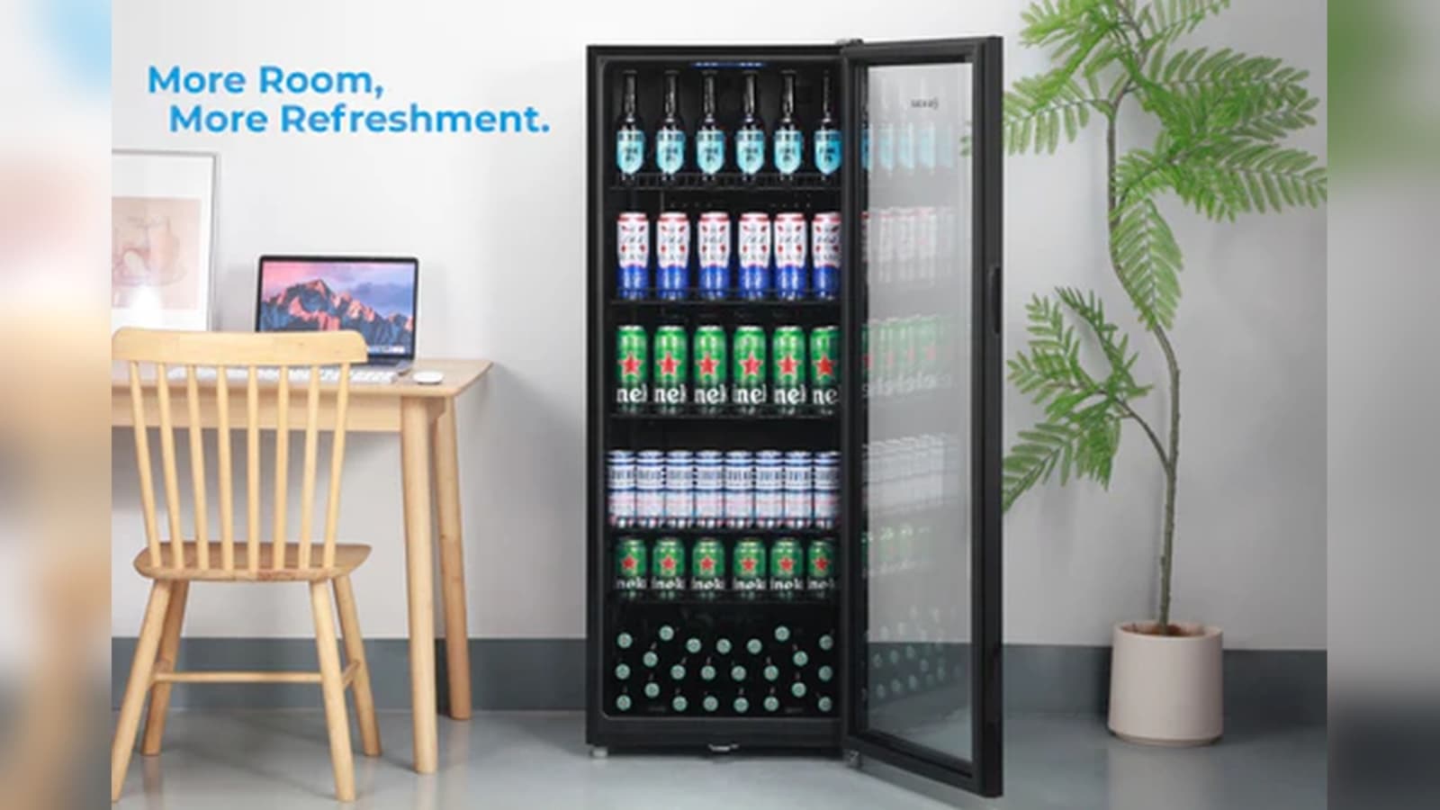 Subcold homepage hero banner showing a compact mini fridge, signup offer, and trust signals for fast delivery and secure payments