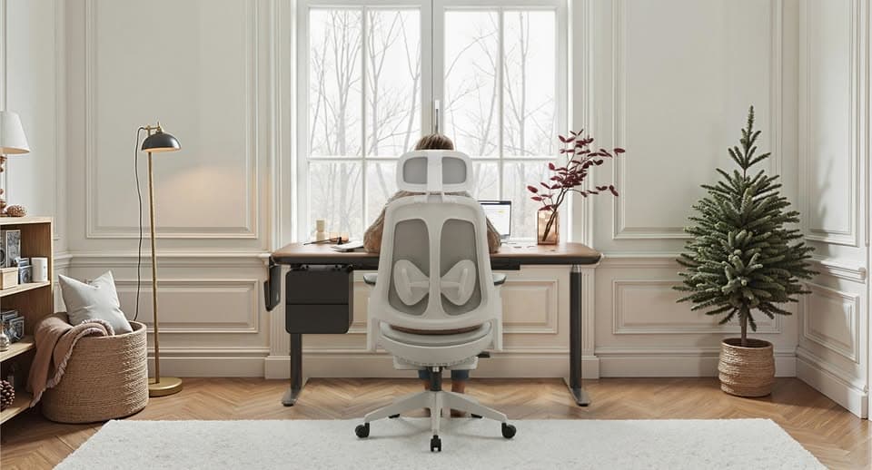 Sunaofe ergonomic chair lifestyle image for shipping returns and warranty guide