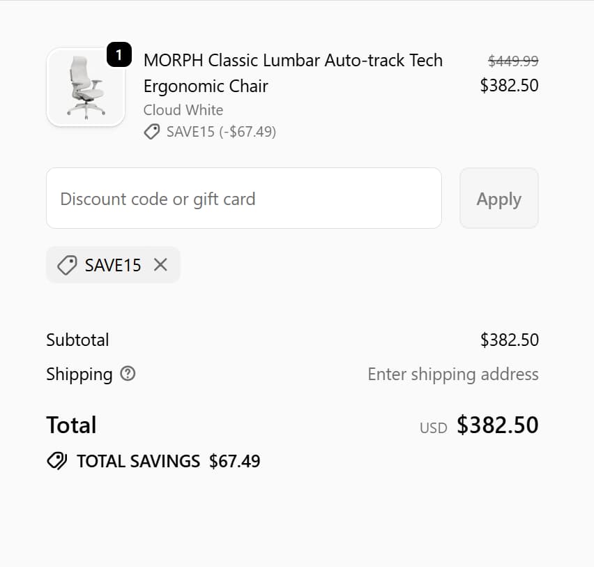 Sunaofe SAVE15 Morph Classic checkout proof