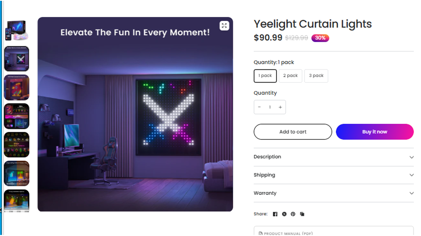 Yeelight Curtain Lights current sale price and product proof