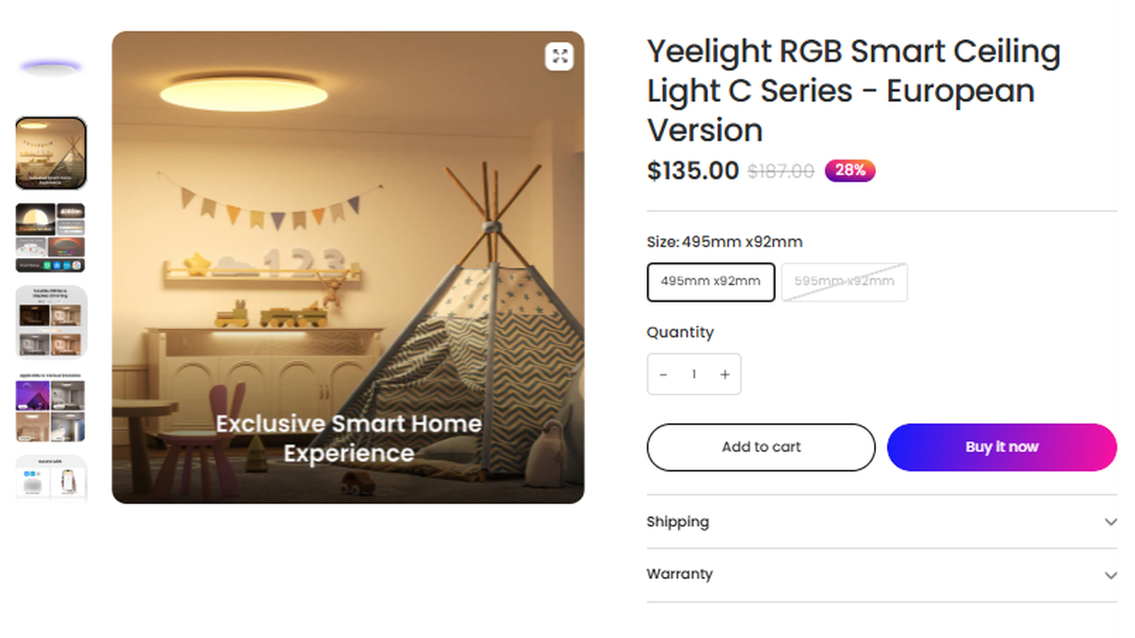 Yeelight RGB Smart Ceiling Light C Series current sale price and product proof