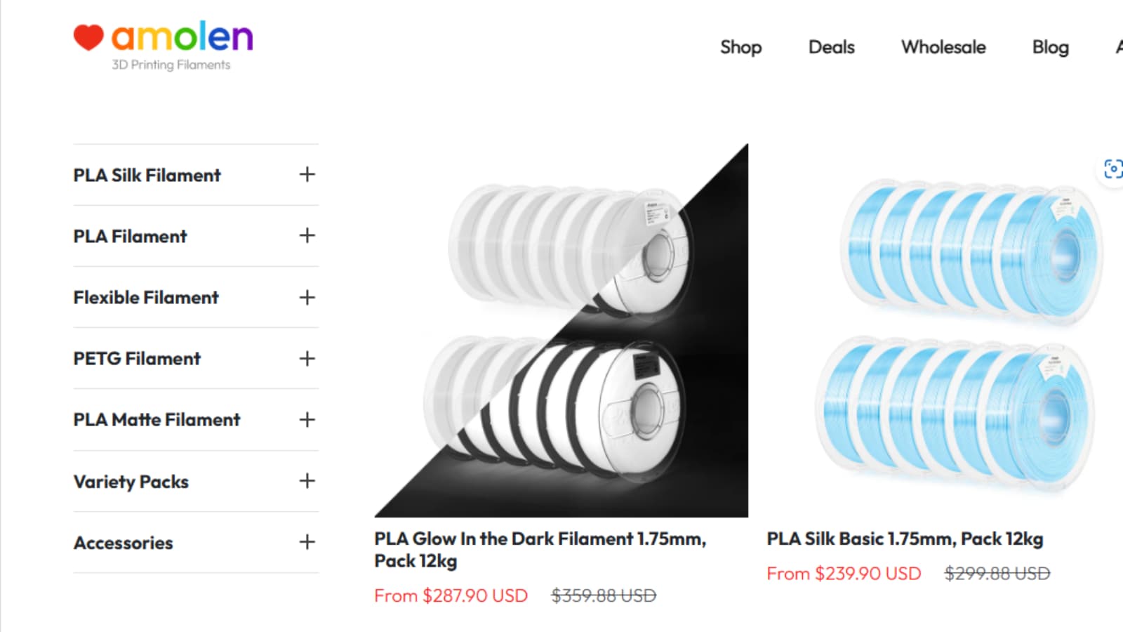 Amolen PLA Glow 12-Pack Rolls Discount checkout proof with NGUYENVANDINH coupon code