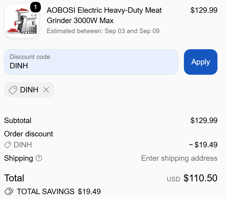 cdoe dinh 15% Off _AOBOSI Electric Heavy-Duty Meat Grinder 3000W Max