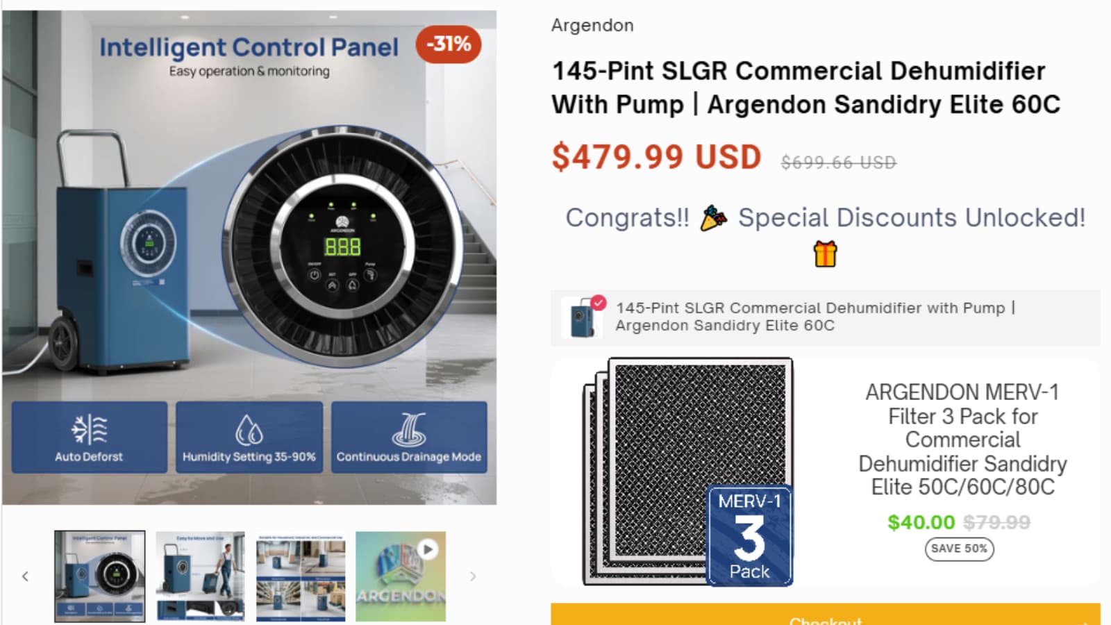 Argendon Sandidry Elite 60C 31% Off dehumidifier deal