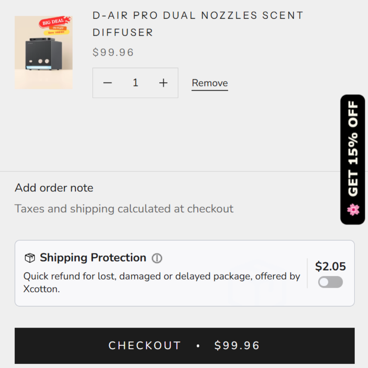 Real Aromadd cart proof screenshot