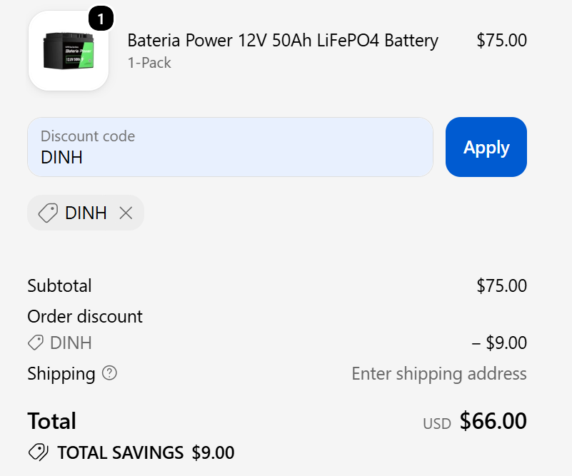 code dinh 12% Off _Bateria Power 12V 50Ah LiFePO4 Battery