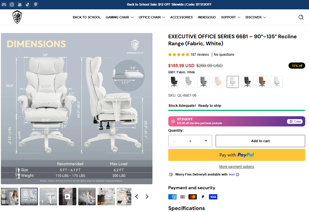 EXECUTIVE OFFICE SERIES 66B1 – 90°–135° Recline Range (Fabric, White).png
