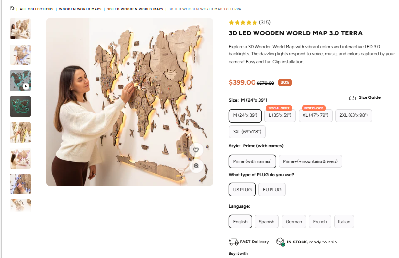 3D LED Wooden World Map 3.0 Terra sale price and review proof