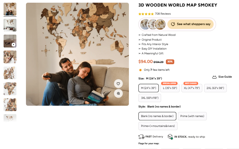 3D Wooden World Map Smokey sale price and review proof