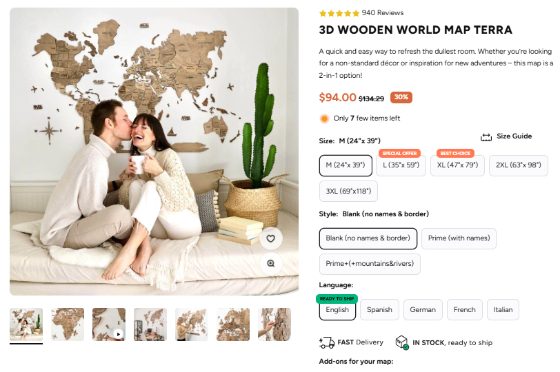3D Wooden World Map Terra sale price and review proof