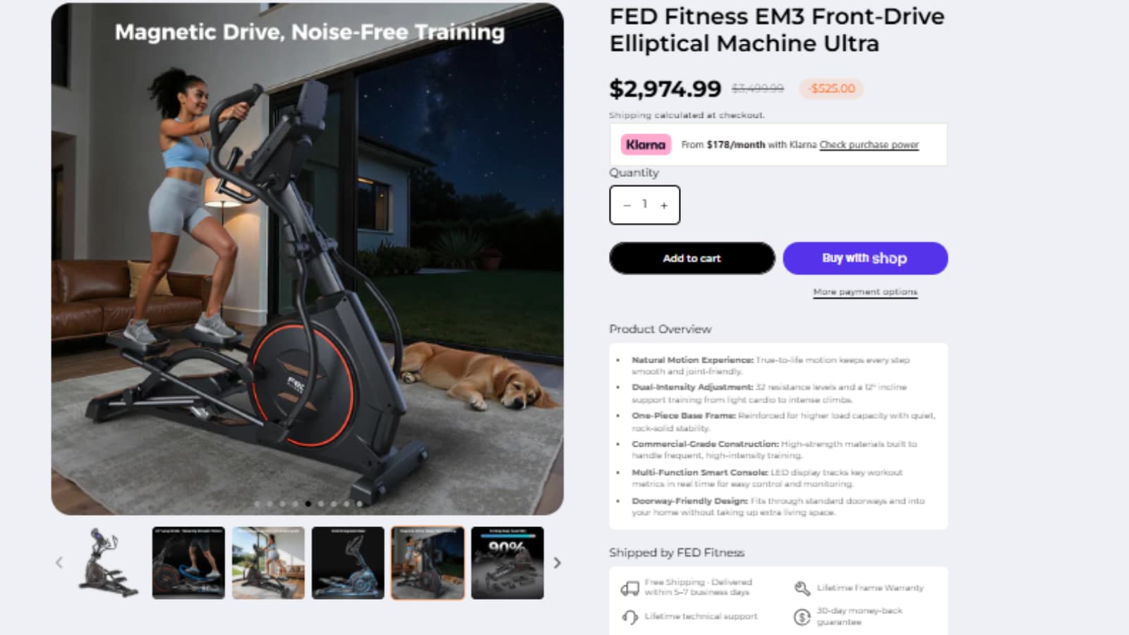 FED Fitness EM3 Front-Drive Elliptical Machine Ultra deal thumbnail with Save 673 dollars total savings