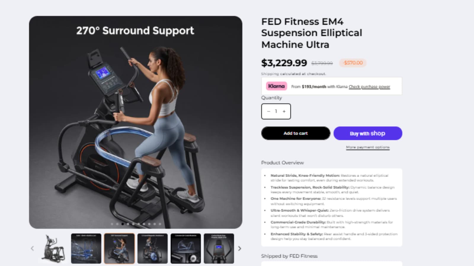 FED Fitness EM4 Suspension Elliptical Machine Ultra deal thumbnail with Save 731 dollars total savings
