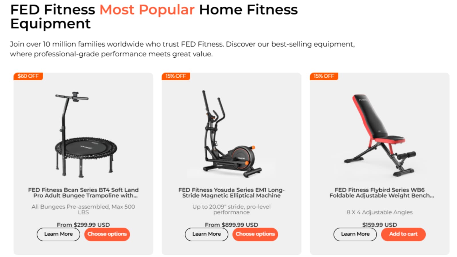 FED Fitness Most Popular Home Fitness Equipment up to 17% off category deals