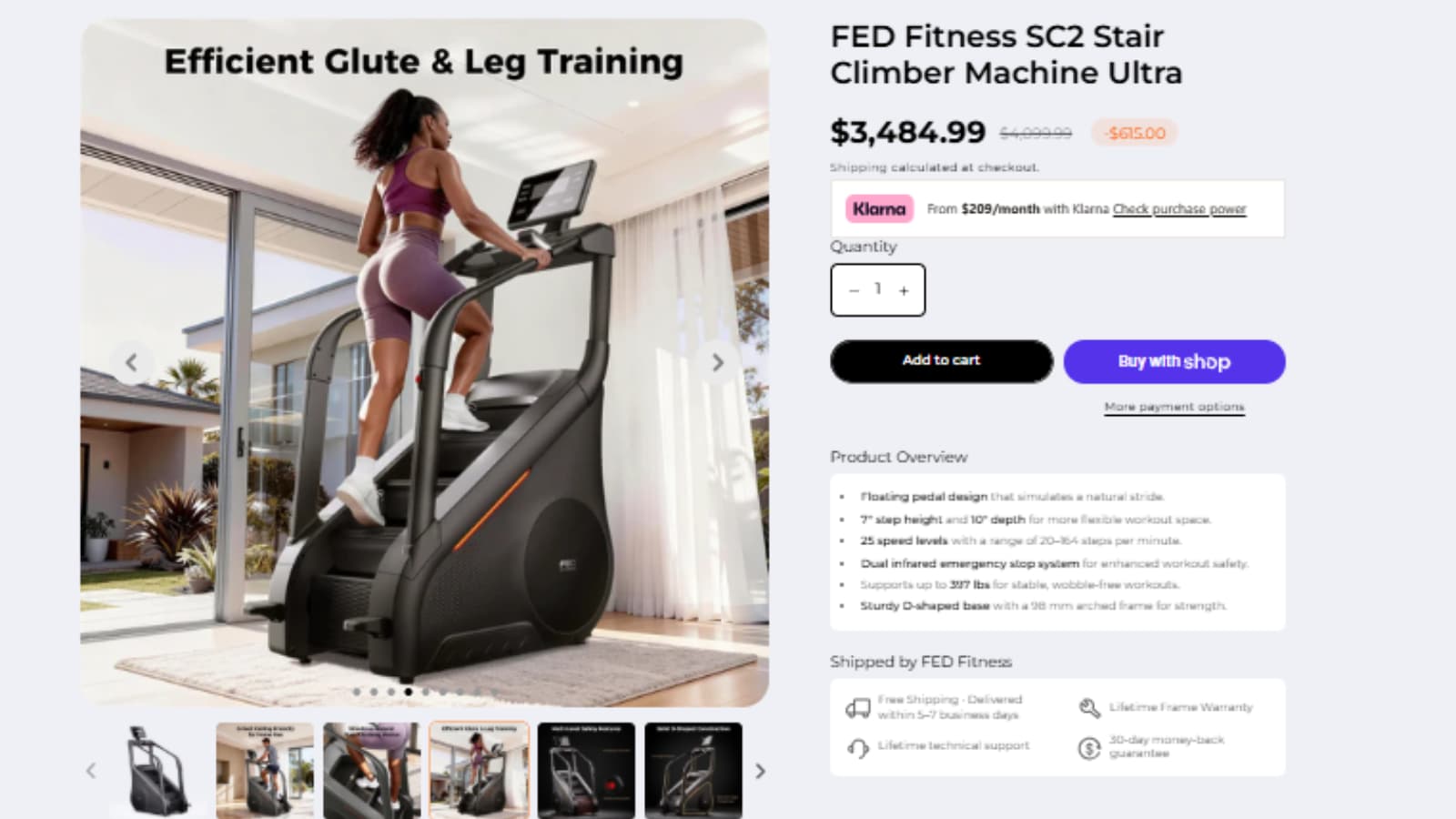 FED Fitness SC2 Stair Climber Machine Ultra deal thumbnail with Save 789 dollars total savings