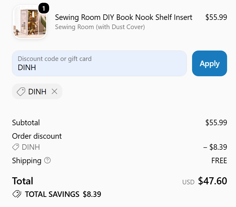 code DINH 15% Off Sewing Room DIY Book Nook Shelf Insert