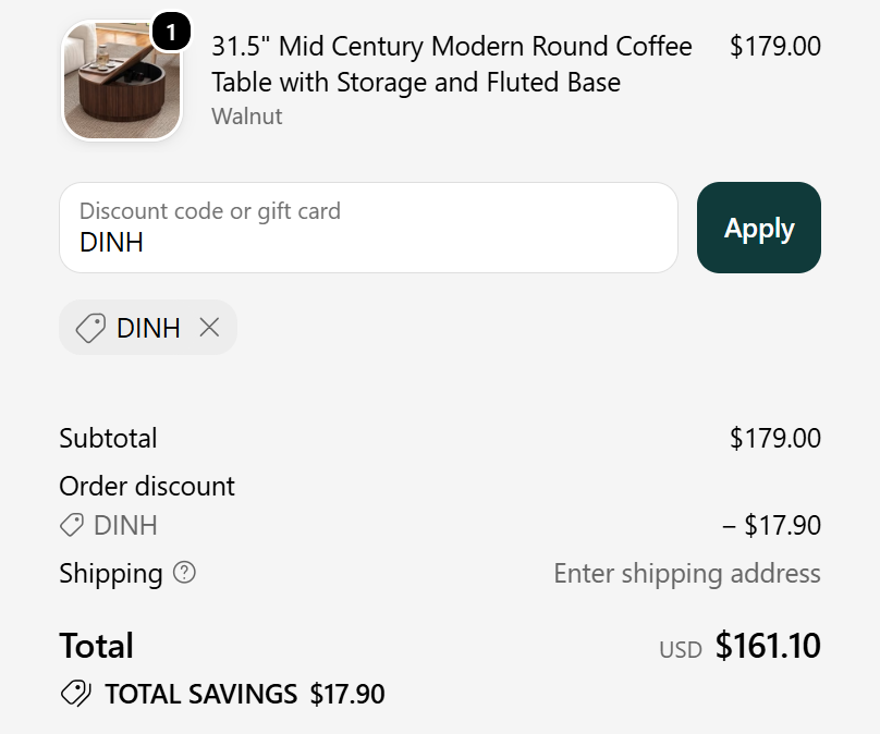 GiraTree code DINH saves 10% on an eligible $179 order