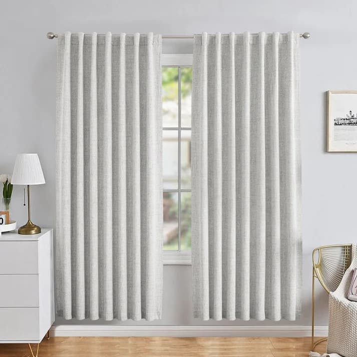 Joydeco Custom Faux Linen Blackout Back Tab Rod Pocket Curtain thumbnail showing 65 percent off deal